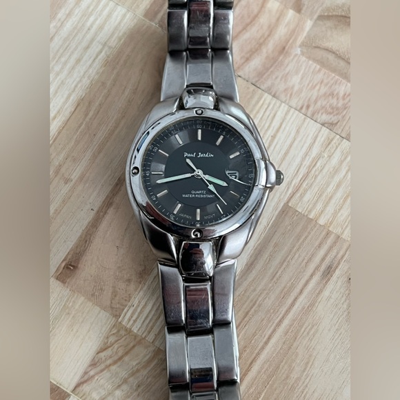 Paul Jardin Men’s Watch Stainless Bracelet Black Dial Date Window - Picture 5 of 13